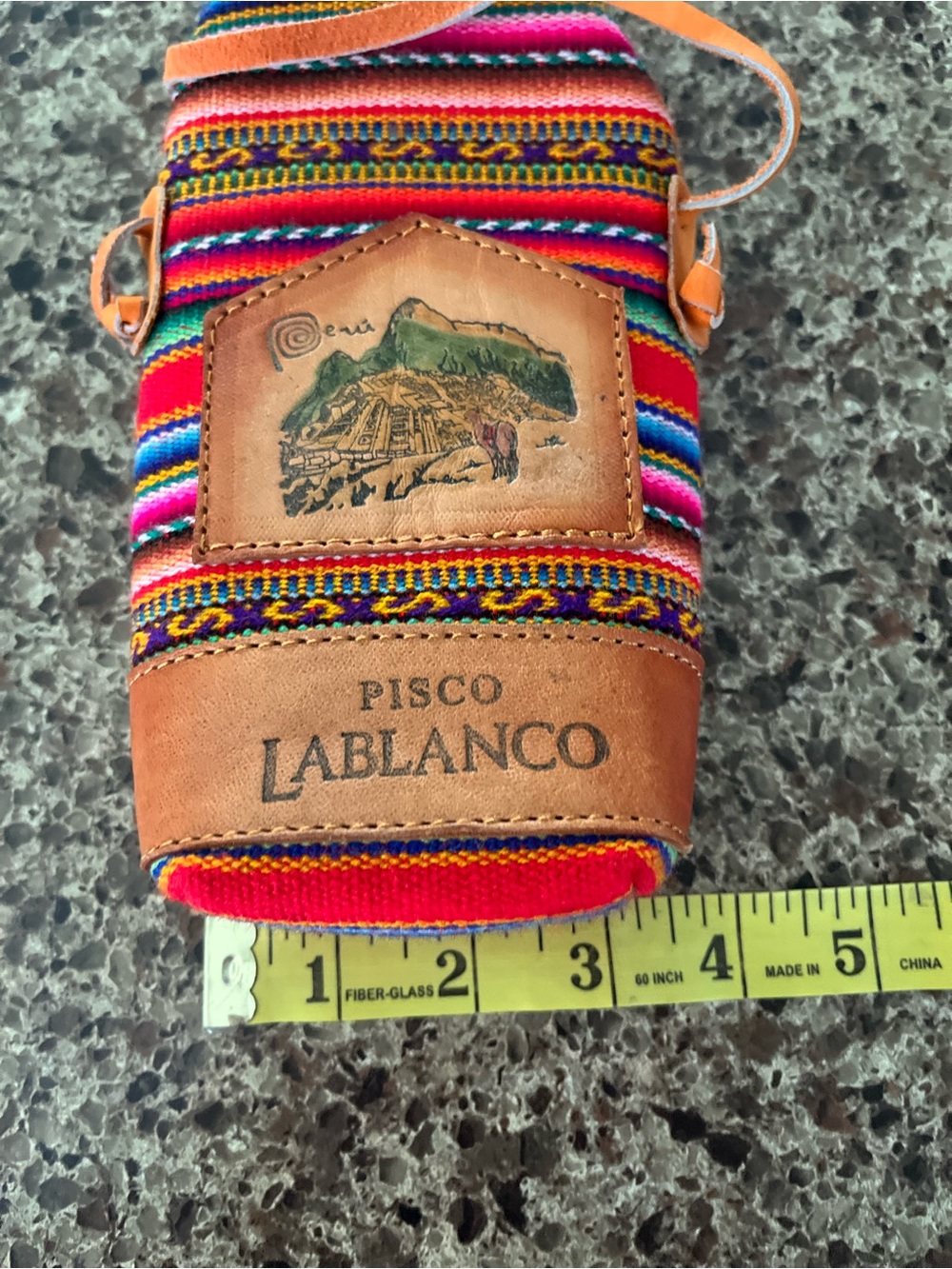 Peruvian Pisco pouch with vibrant striped pattern - Picture 3 of 5